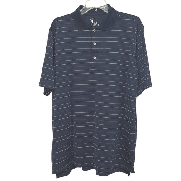 F & G TECH Polo Shirt Men's Size Large Navy Multicolor Stretch Wicking Quick Dry - Picture 6 of 12